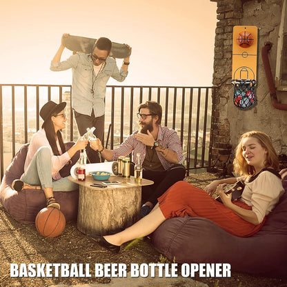 🏀 Wall Mount Basketball Bottle Opener with Caps Net