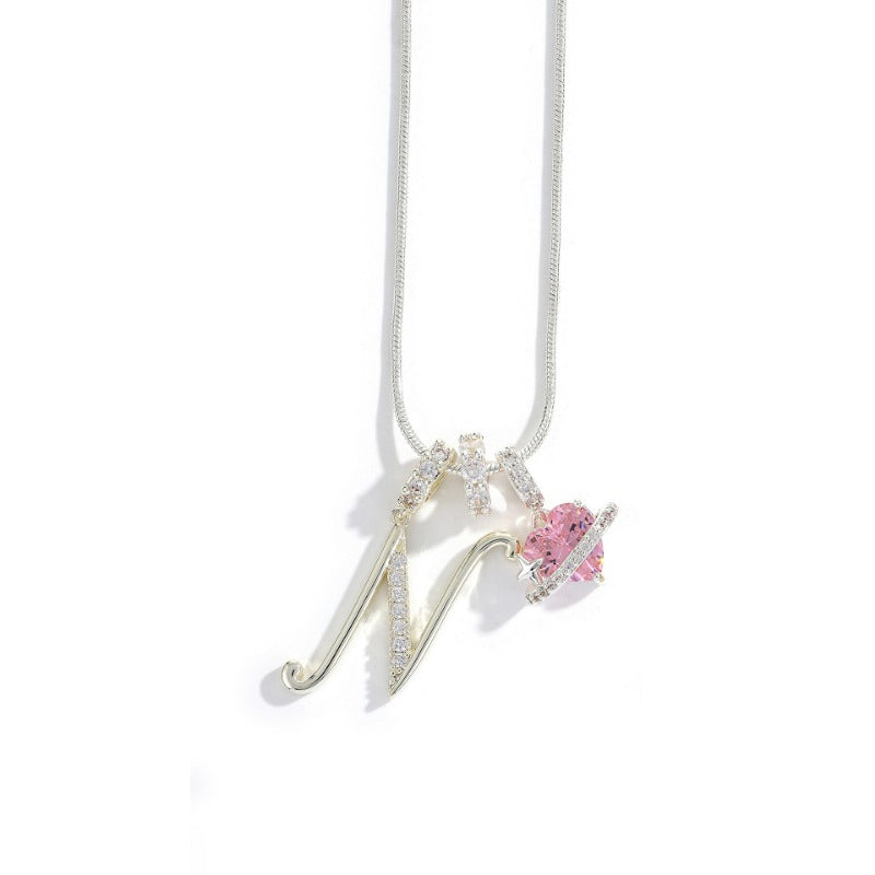 Elegant Initial Heart Charm Necklace