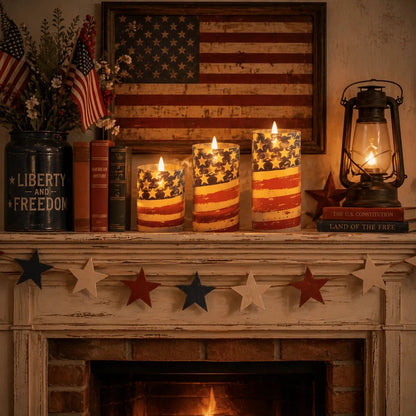 3-Piece Set - Patriotic Flameless Candles (With Remote Control)