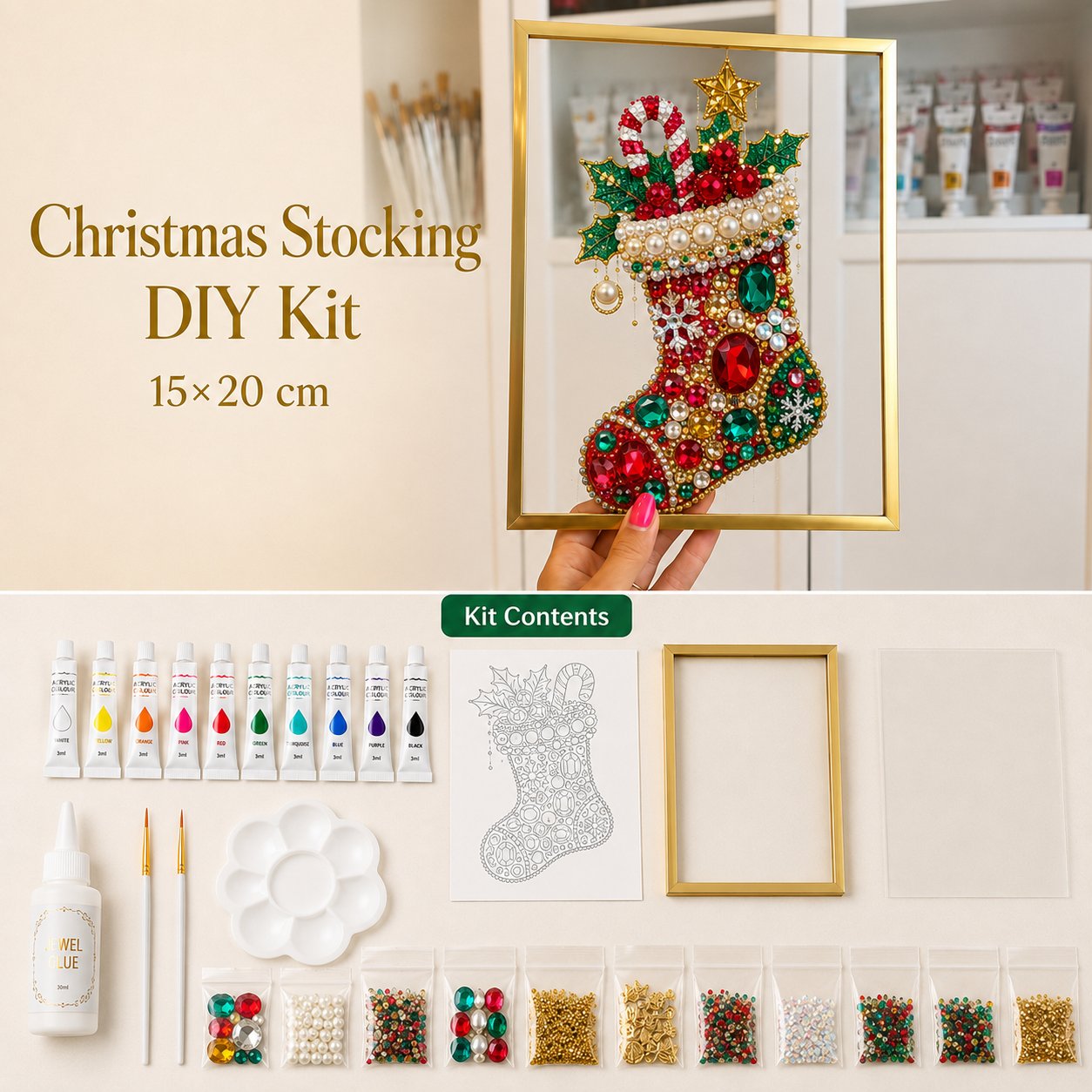 Christmas Stocking DIY Kit / 5.9 × 7.9 in