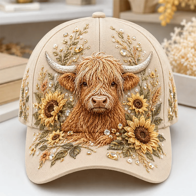 🦬3D Highland Cow Embroidery Cap🧢(Breathable & Lightweight Comfort & Unisex Fit)