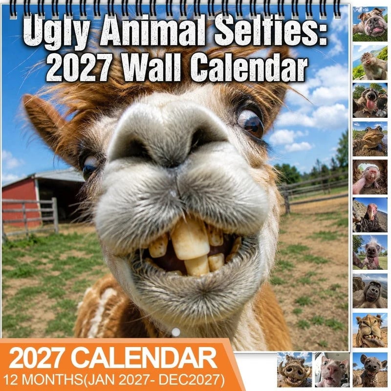 2027 Ugly Animal Selfies Wall Calendar