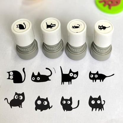 🐱Cat Pattern Stamp, 5 Counts/set Round Self-inking Stamp