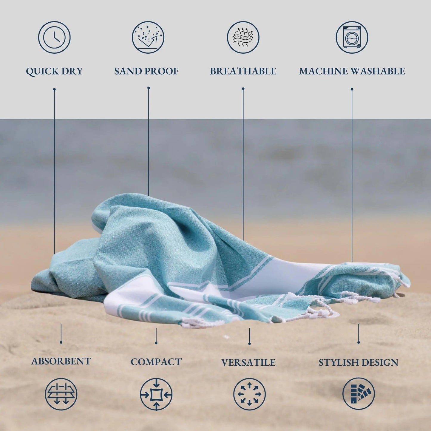 🌊Beach Towel 39"x71" – Quick-Dry, Sand-Free, Breathable 🏖️Travel & Pool Ready ☀️