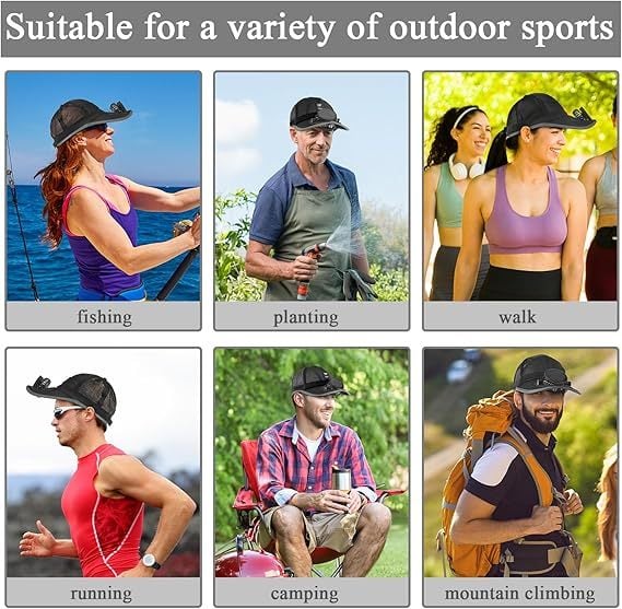 🔥✨Solar Fan Baseball Cap - UV Protection Wide Brim Mesh Hat with Solar & USB Power for Outdoor Heat Relief