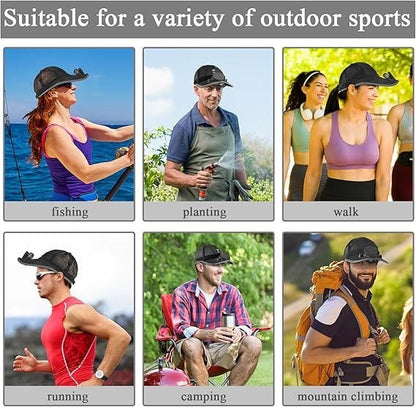 🔥✨Solar Fan Baseball Cap - UV Protection Wide Brim Mesh Hat with Solar & USB Power for Outdoor Heat Relief