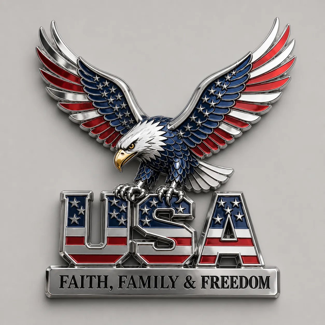 🇺🇸250th Anniversary - ★USA Faith, Family & Freedom★ Metal Emblem