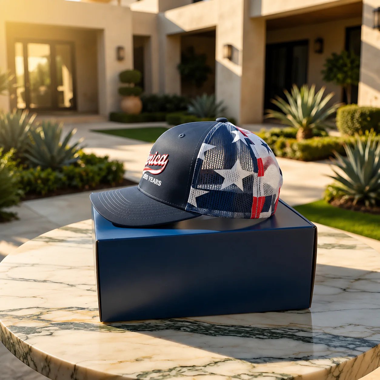 🔥 US ’Merica 250 Years Embroidered Mesh Back Trucker Hat