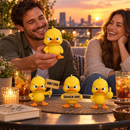 Quacko Angry Duck Collection – Sarcastic Desk Figurines, Funny Decor for Office Workspace & Home Shelves