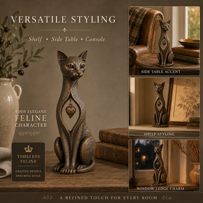 🐱Heritage Heart Sphynx Sculpture – Vintage Iron Cat Accent for Timeless Interiors