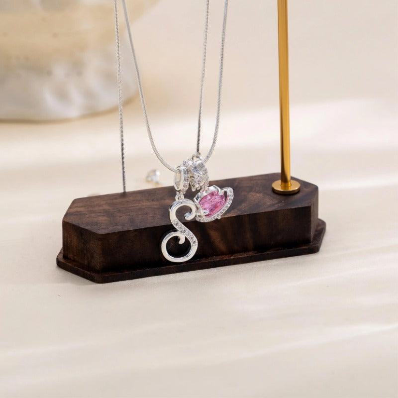 Elegant Initial Heart Charm Necklace
