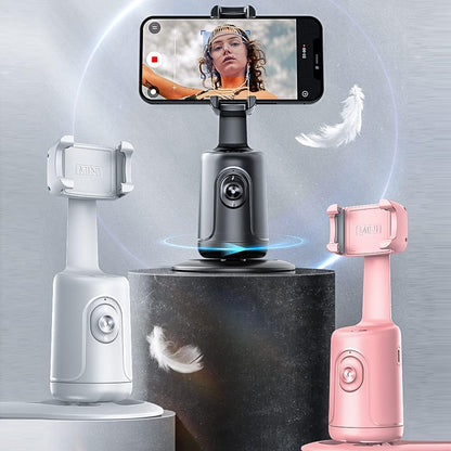 Smart Auto Face Tracking Phone Holder – Hands-Free 360° Rotation, No App Required for Video & Live Streaming