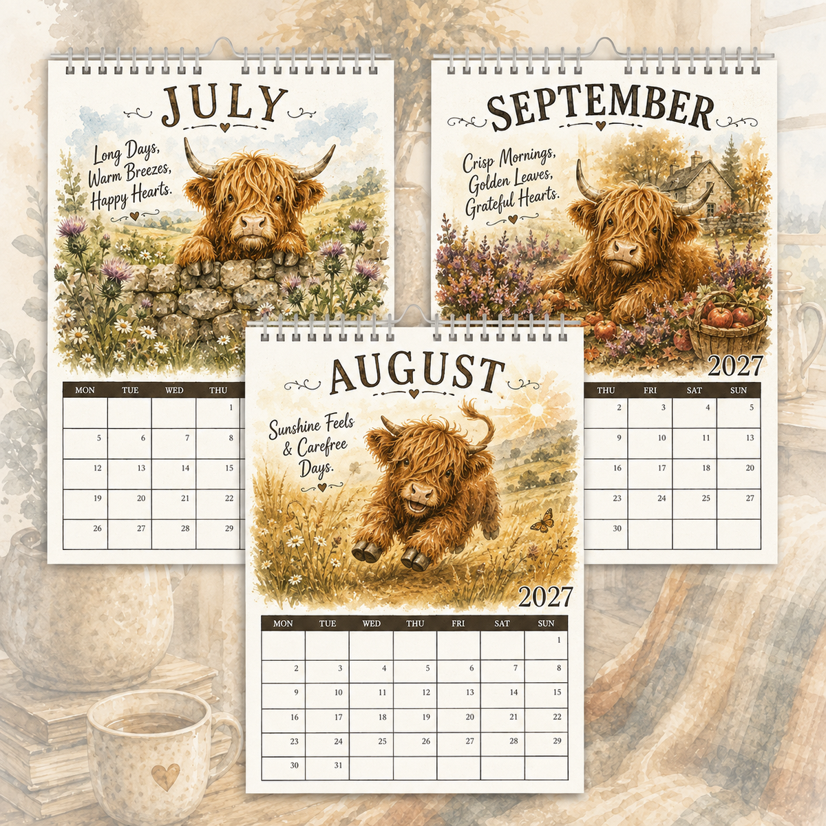 🎉2027 Highland Cow Life Calendar