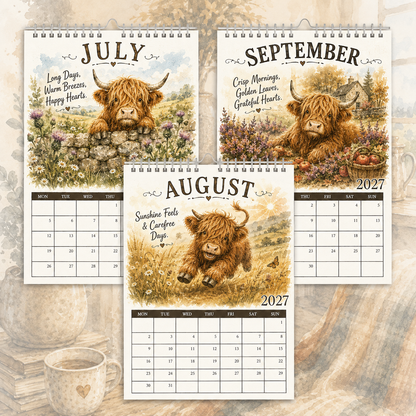 🎉2027 Highland Cow Life Calendar
