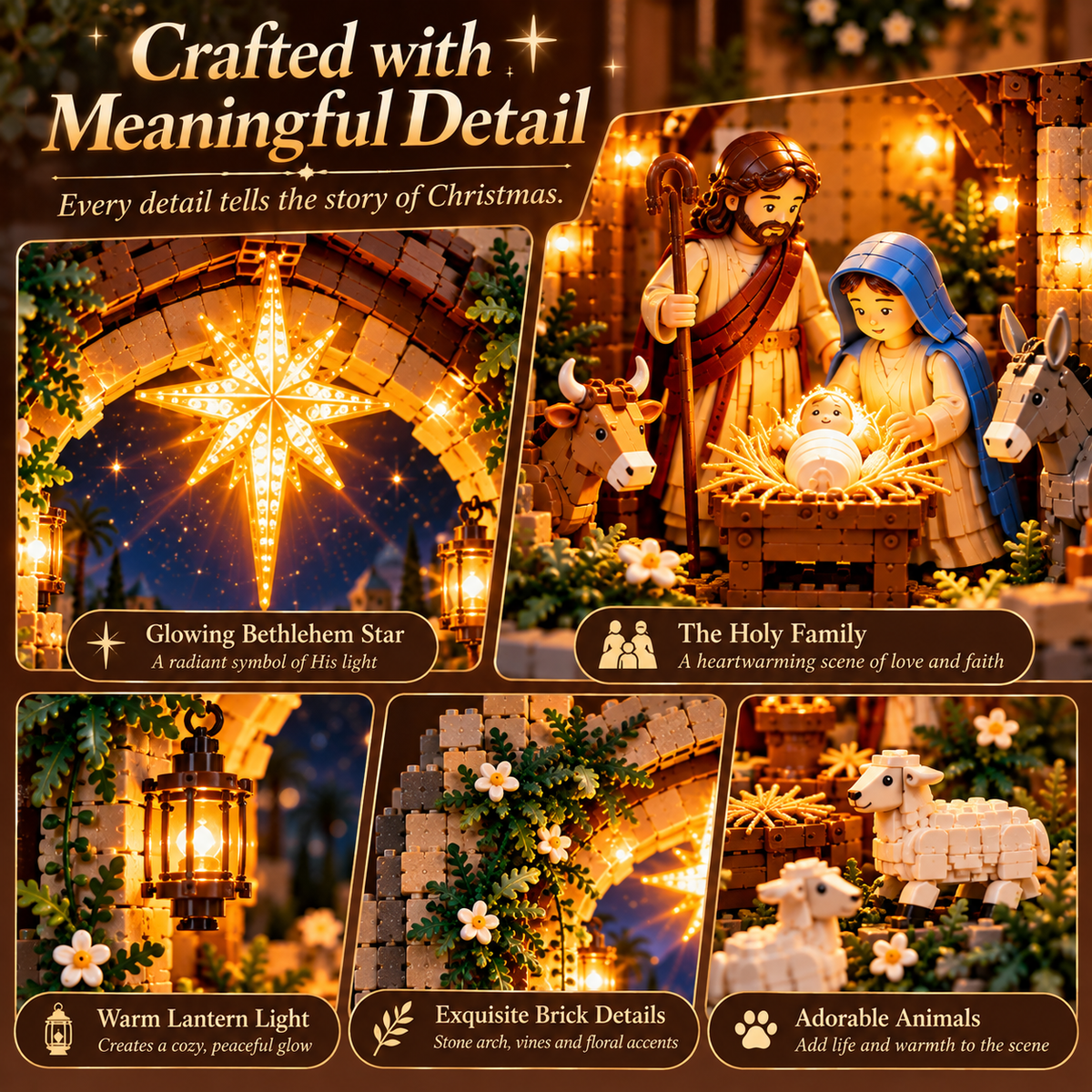 ✨ Lighted Bethlehem Nativity Book Nook – Christmas Building Block Display of Faith