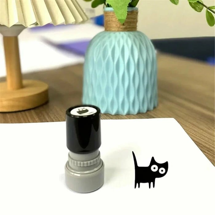 🐱Cat Pattern Stamp, 5 Counts/set Round Self-inking Stamp