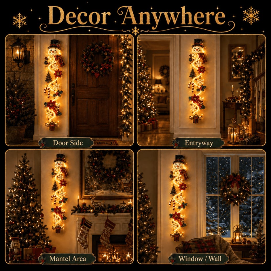 🎄Christmas Door Hanger | 6 Festive Lighted Designs with Warm Glow, Dimensional Details & Space-Saving Vertical Décor ✨