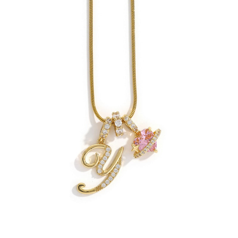 Elegant Initial Heart Charm Necklace