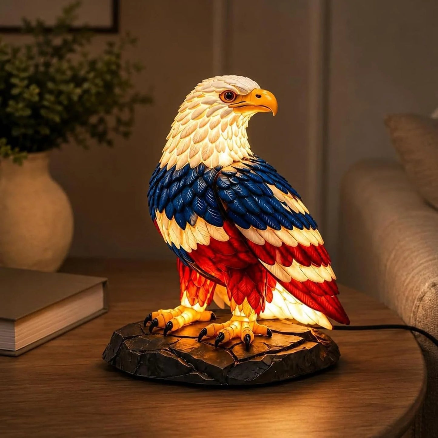 🦅🌙U.S. 250th Eagle Stained Glass Table Lamp✨