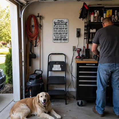 🤘Dad's Garage Shit List Metal Sign