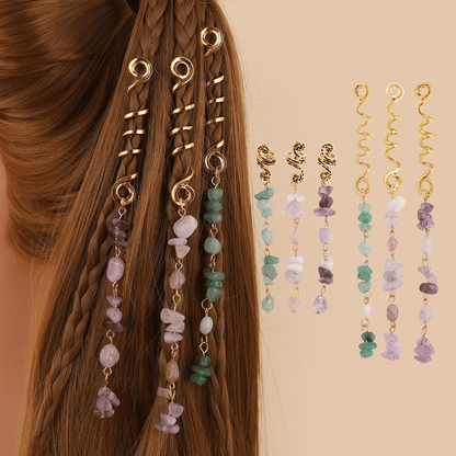 🏆 Buy 1 Get 1 Free!🍀-💌Rose Gold Spiral Hairpin with Natural Crystal Charm✨
