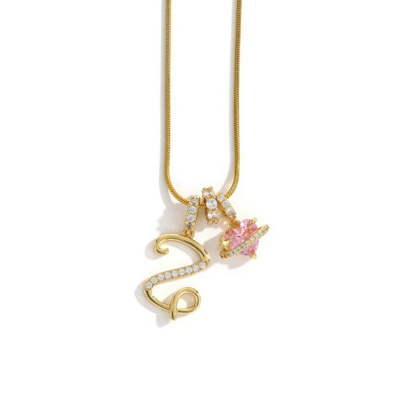 Elegant Initial Heart Charm Necklace