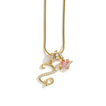 Elegant Initial Heart Charm Necklace