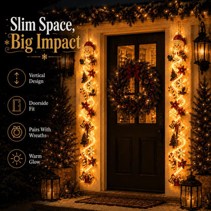 🎄Christmas Door Hanger | 6 Festive Lighted Designs with Warm Glow, Dimensional Details & Space-Saving Vertical Décor ✨