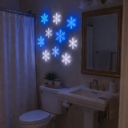 ❄️ 12PCS LED Snowflake Wall Lights – Peel & Stick Winter Wonderland Christmas Decor🎄