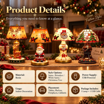 🎅 Santa Claus & Reindeer LED Resin Lamp Decoration