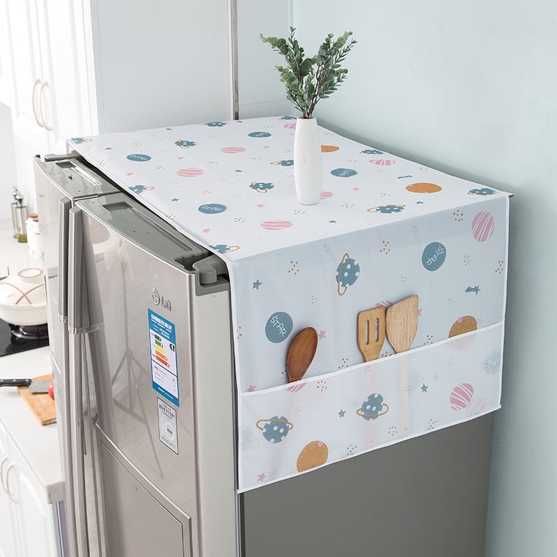 🌸 Waterproof Print Fridge Dust Cover with Storage Pockets, 3 Sizes for Fridge & Microwave