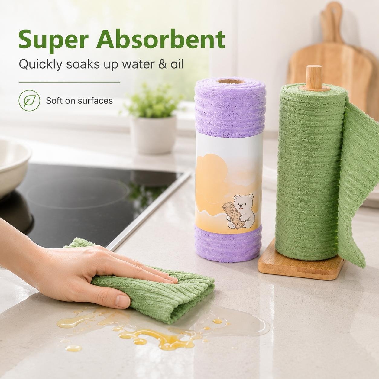 🏆LAST DAY SALE 60% OFF✨🧼Single Pack Tear-Off Plush Household Cleaning Cloth Roll, Absorbent Wiping Towel Suitable