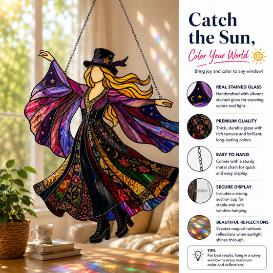 💃🤘 Handmade Stained Glass Spinning Suncatcher