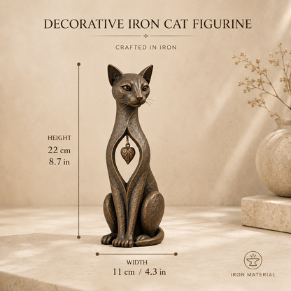 🐱Heritage Heart Sphynx Sculpture – Vintage Iron Cat Accent for Timeless Interiors
