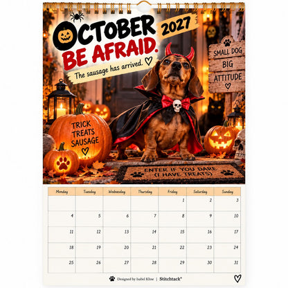 🐶2027 Funny Dachshund Wall Calendar – Sarcastic Sausage Dog Calendar, A4 Monthly Dog Lover Gift