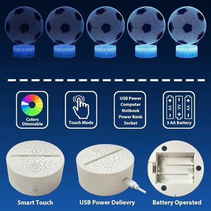 Soccer 3D Optical Illusion Night Light LED Desk Lamp