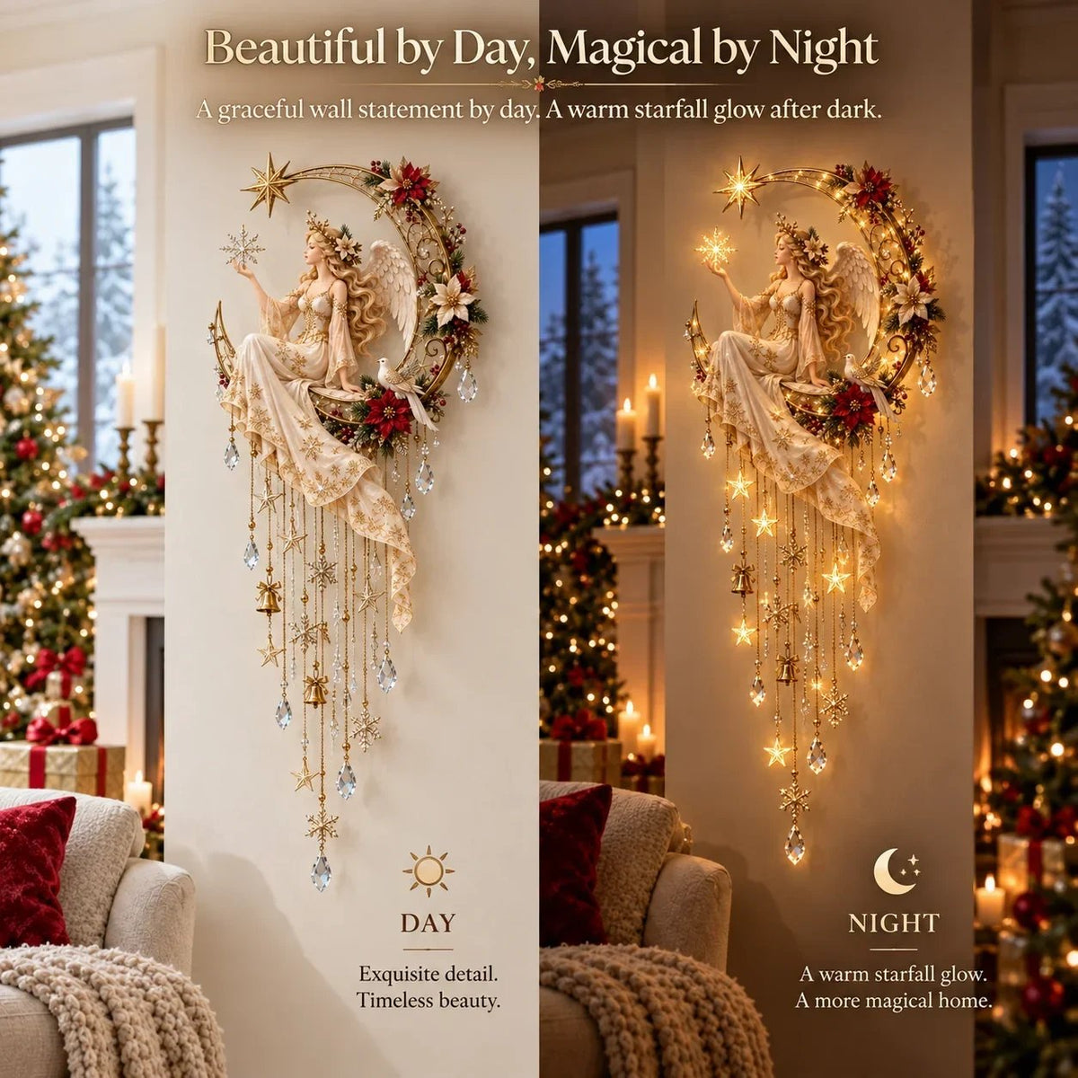🔥Angel's Moonlit Starfall - Enlightened Christmas Angel Wall Decoration