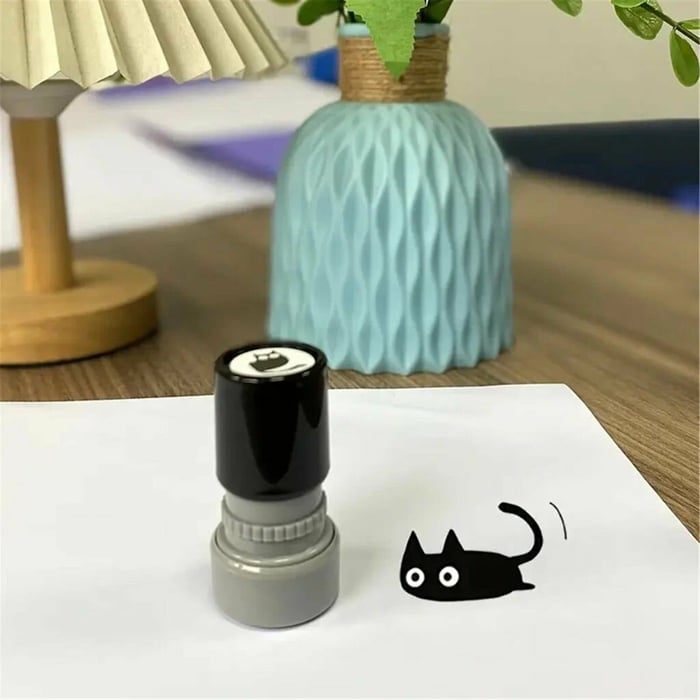 🐱Cat Pattern Stamp, 5 Counts/set Round Self-inking Stamp