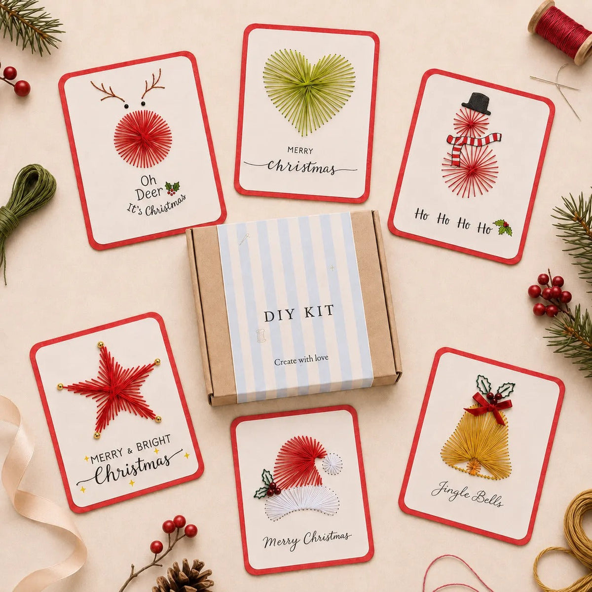 Christmas Thread Stitching Card DIY Kit