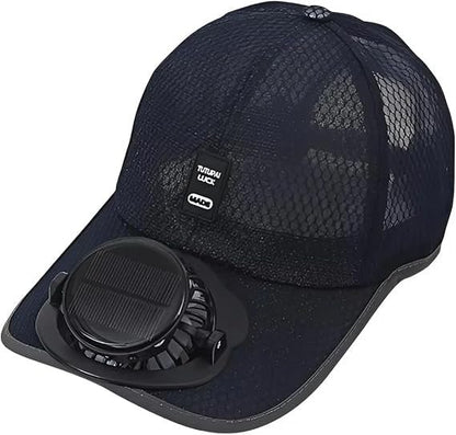 🔥✨Solar Fan Baseball Cap - UV Protection Wide Brim Mesh Hat with Solar & USB Power for Outdoor Heat Relief