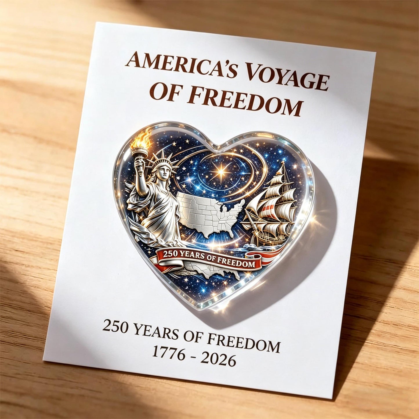💟America's Voyage of Freedom 250th Anniversary Heart Keepsake