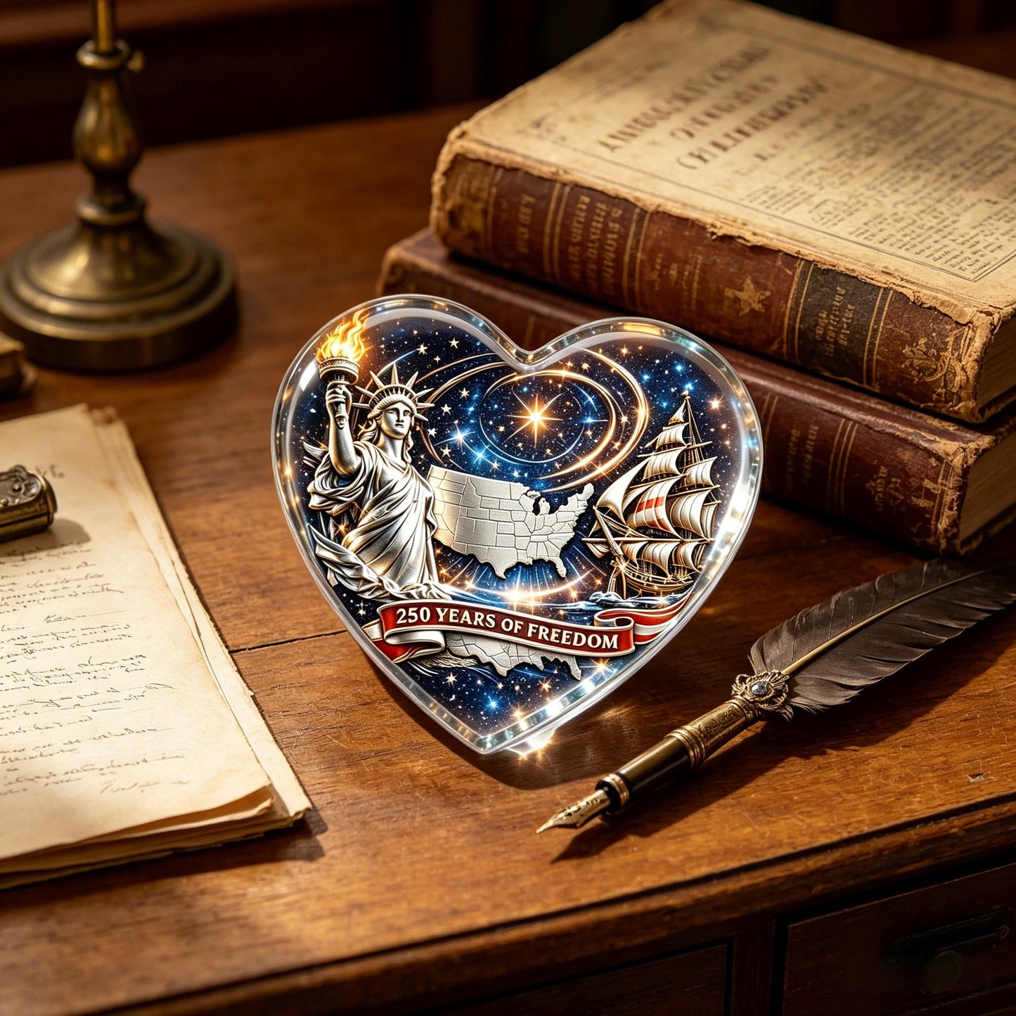 💟America's Voyage of Freedom 250th Anniversary Heart Keepsake
