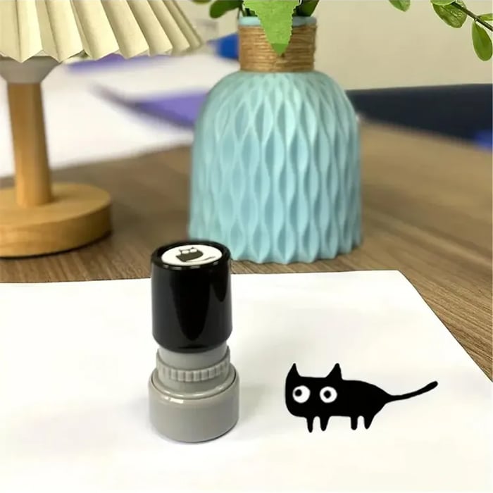 🐱Cat Pattern Stamp, 5 Counts/set Round Self-inking Stamp