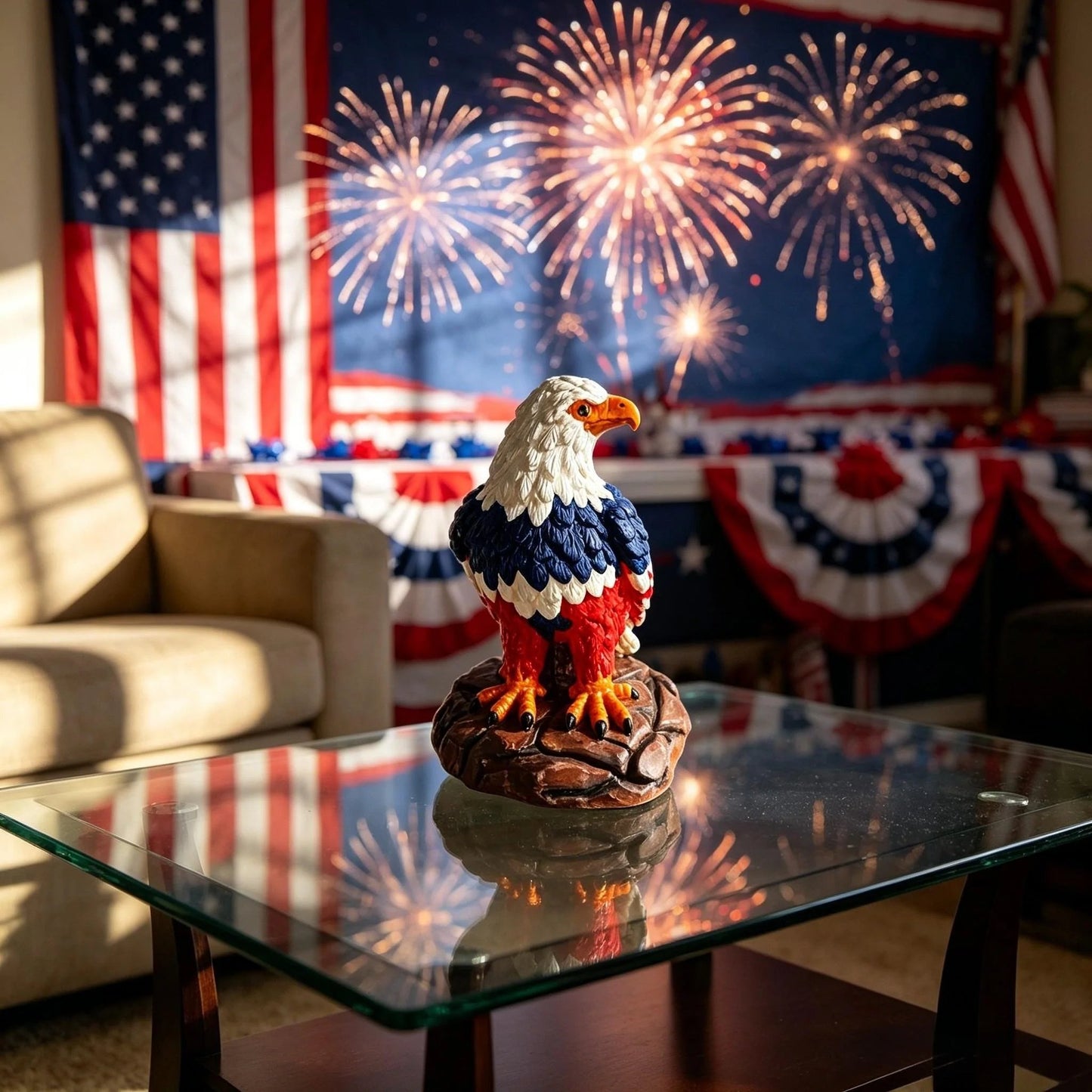 🦅🌙U.S. 250th Eagle Stained Glass Table Lamp✨