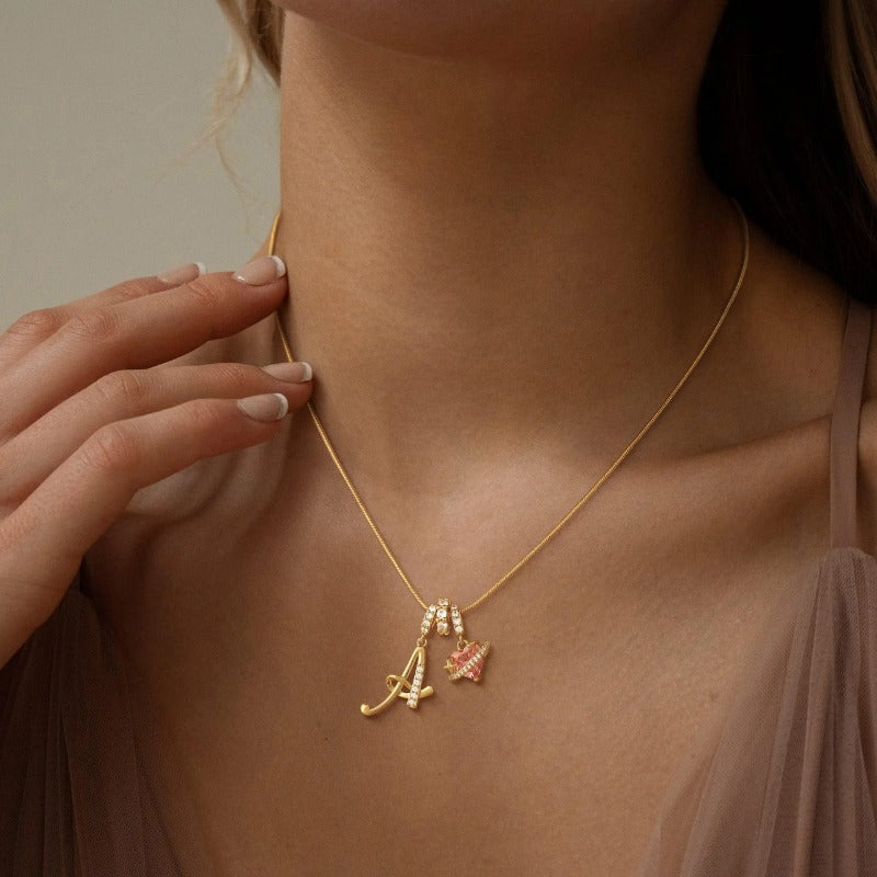 Elegant Initial Heart Charm Necklace
