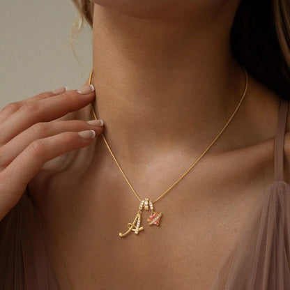 Elegant Initial Heart Charm Necklace