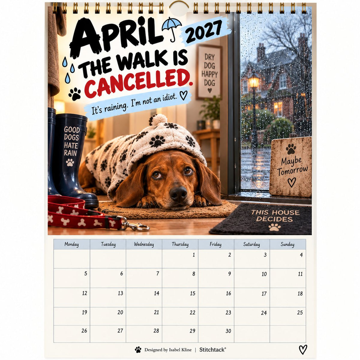 🐶2027 Funny Dachshund Wall Calendar – Sarcastic Sausage Dog Calendar, A4 Monthly Dog Lover Gift
