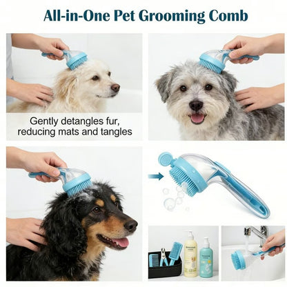🐶🛁New 2 in 1 Pet Bath and Grooming Brush