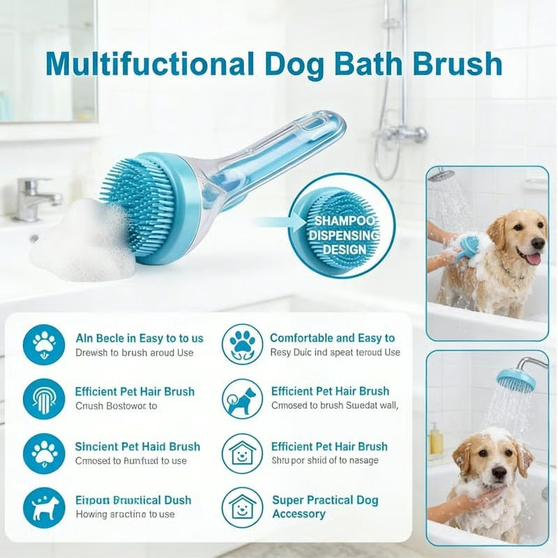 🐶🛁New 2 in 1 Pet Bath and Grooming Brush