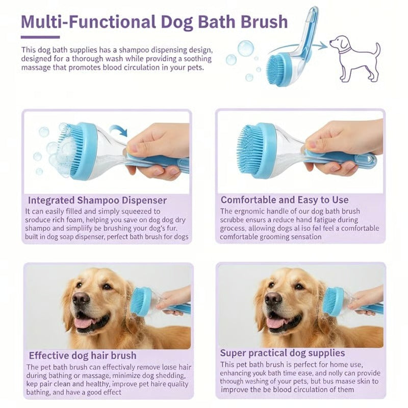 🐶🛁New 2 in 1 Pet Bath and Grooming Brush